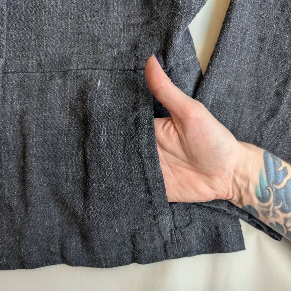 Eileen Fisher Linen Blend Grey Blazer Jacket Petite | MP - Picture 5 of 7